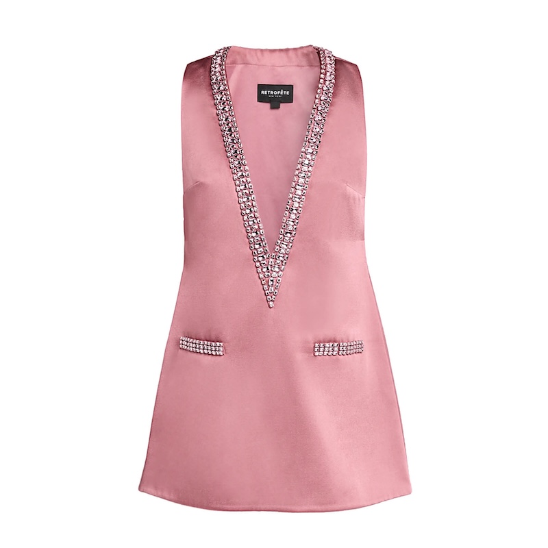 Retrofete Nancie Crystal Plunging Mini Dress