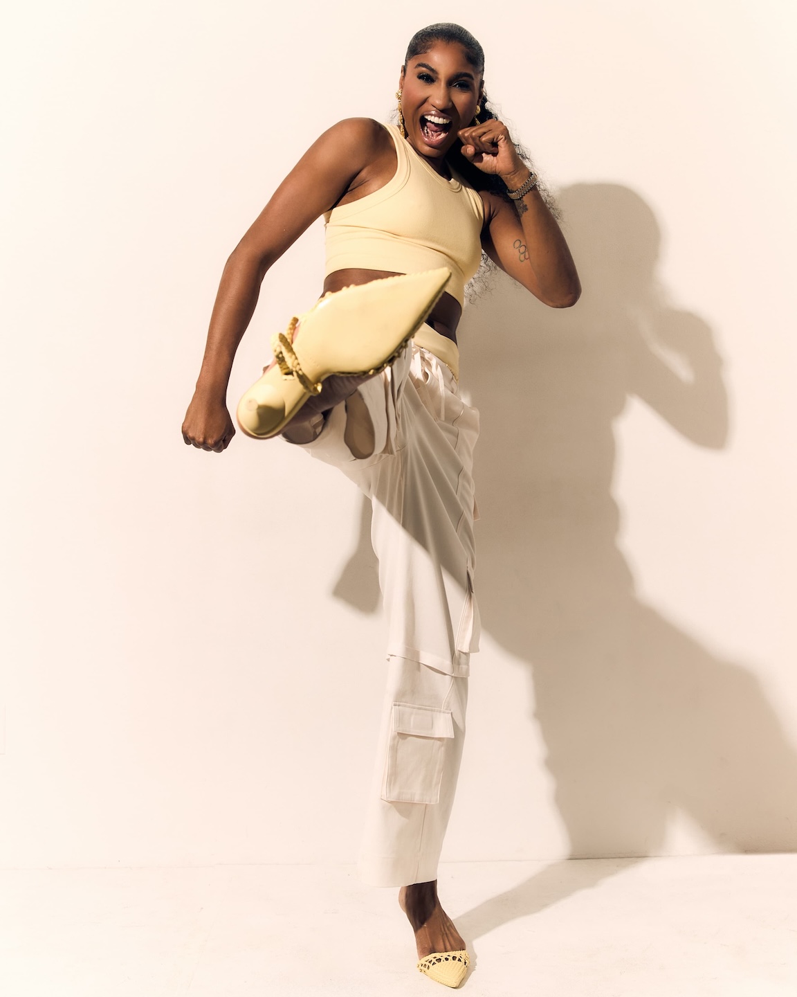 Angel McCoughtry playing in the WNBA during her professional basketball career