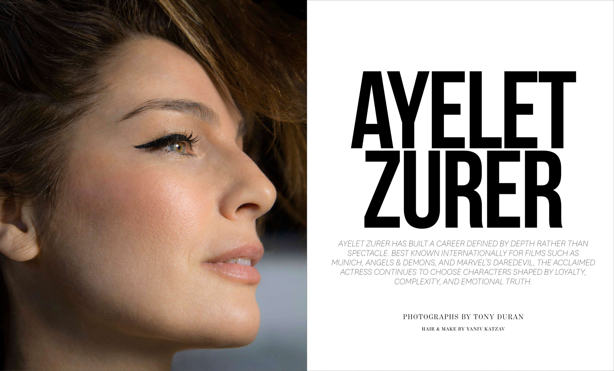portrait of actress Ayelet Zurer featured in Ebby Magazine’s editorial story on craft, emotional truth, and presence.