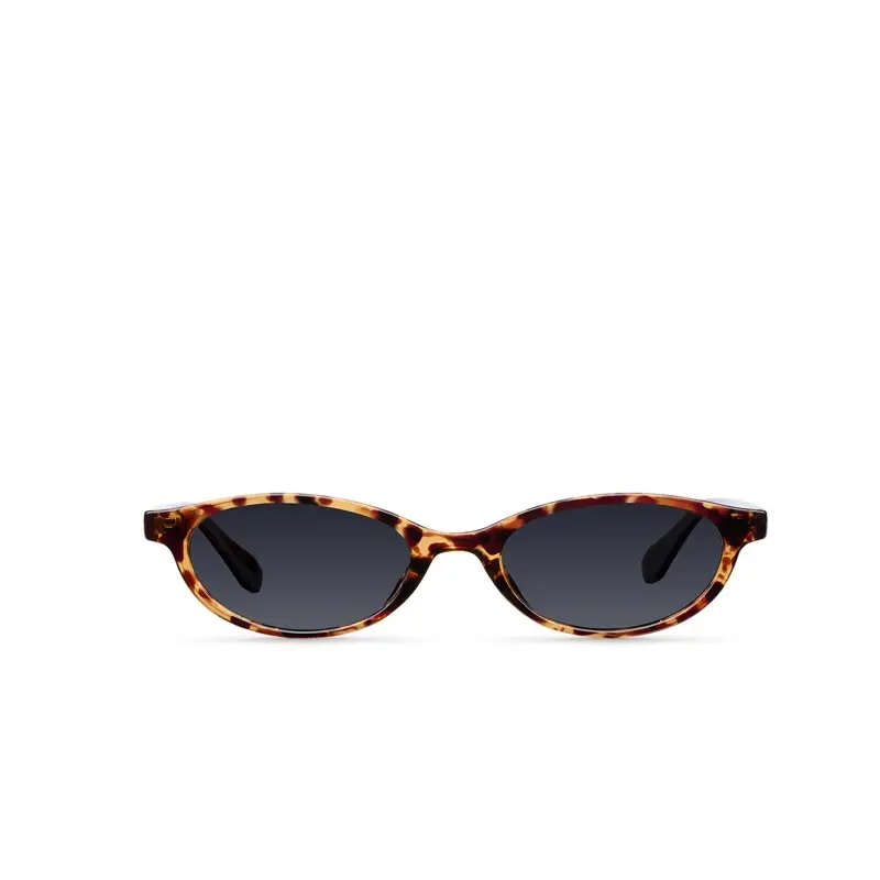 Editors Pick tortoiseshell cat-eye sunglasses with dark lenses on a white background