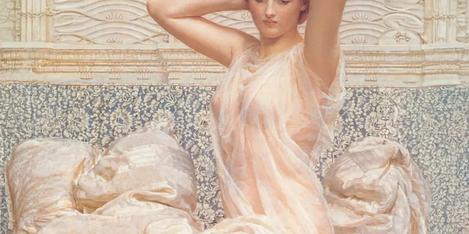 Albert Joseph Moore’s painting Silver for Ebby Magazine’s September 2026 horoscopes