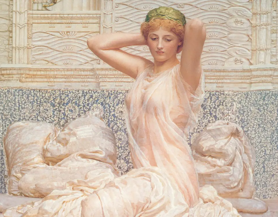 Albert Joseph Moore’s painting Silver for Ebby Magazine’s September 2026 horoscopes